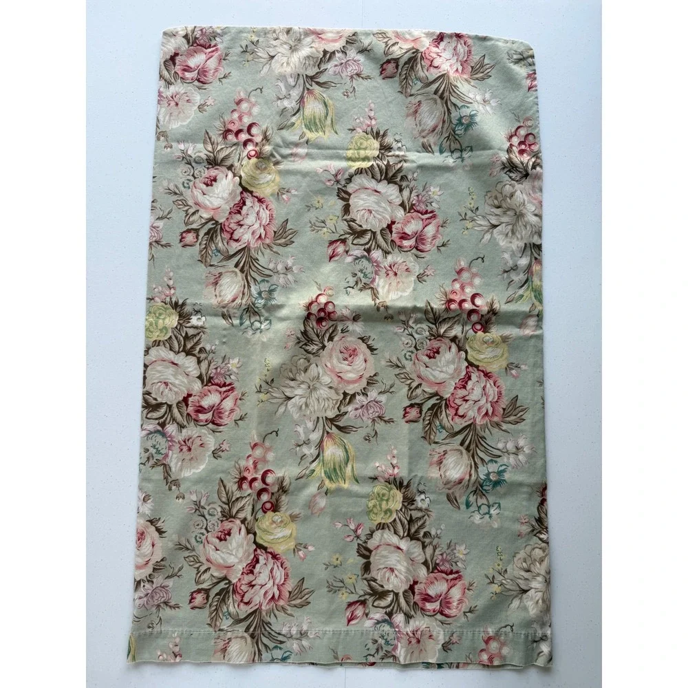 Vtg Ralph Lauren Single Pillow Case Floral Charlotte Green No Tag Cottagecore